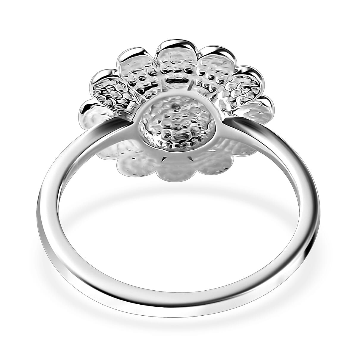 Diamond Accent Floral Diamond Ring in Sterling Silver (Size 10.0)
