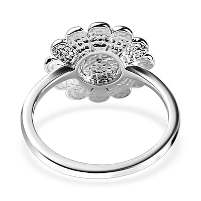 Diamond Accent Floral Diamond Ring in Sterling Silver (Size 10.0)