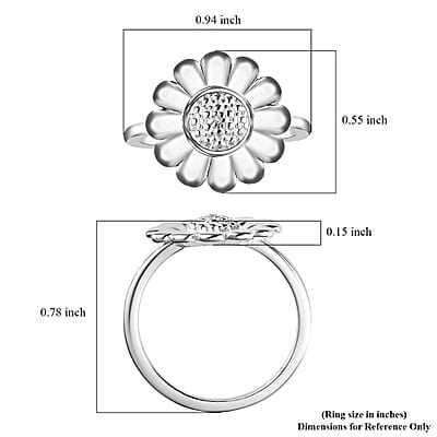 Diamond Accent Floral Diamond Ring in Sterling Silver (Size 10.0)