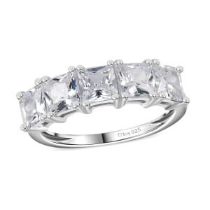 D'Joy Simulated Diamond 5 Stone Ring in Sterling Silver (Size 10.0)