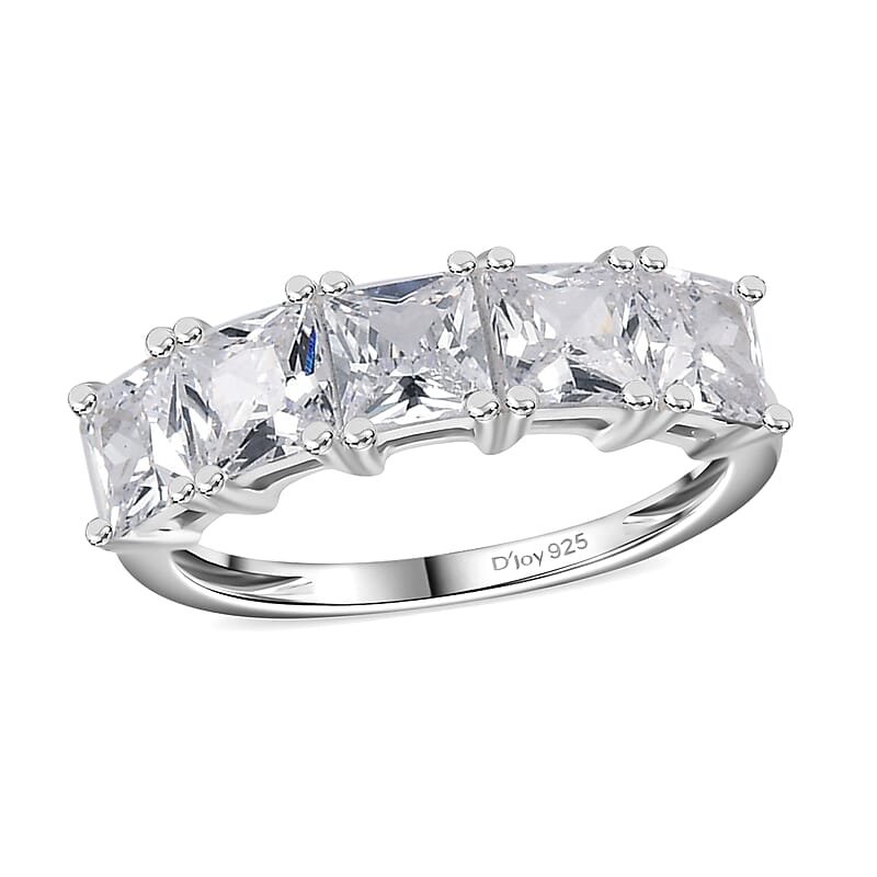 D'Joy Simulated Diamond 5 Stone Ring in Sterling Silver (Size 10.0)