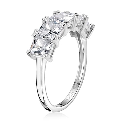 D'Joy Simulated Diamond 5 Stone Ring in Sterling Silver (Size 10.0)