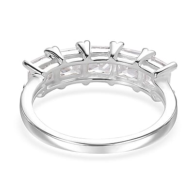 D'Joy Simulated Diamond 5 Stone Ring in Sterling Silver (Size 10.0)