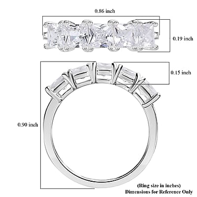 D'Joy Simulated Diamond 5 Stone Ring in Sterling Silver (Size 10.0)