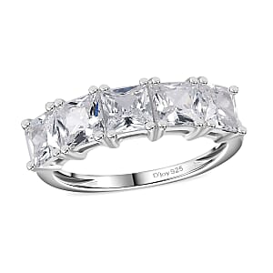 D'Joy Simulated Diamond 5 Stone Ring in Sterling Silver (Size 5.0)