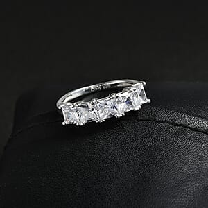 D'Joy Simulated Diamond 5 Stone Ring in Sterling Silver (Size 6.0)