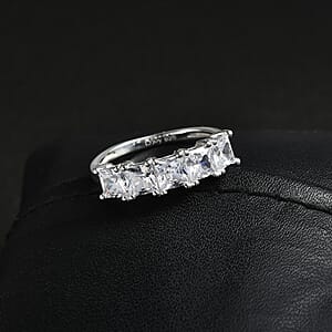 D'Joy Simulated Diamond 5 Stone Ring in Sterling Silver (Size 7.0)