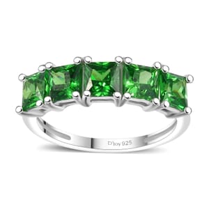 D'Joy Simulated Green Diamond 5 Stone Ring in Sterling Silver (Size 10.0) 2.65 ctw