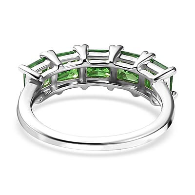 D'Joy Simulated Green Diamond 5 Stone Ring in Sterling Silver (Size 10.0) 2.65 ctw