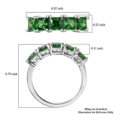 D'Joy Simulated Green Diamond 5 Stone Ring in Sterling Silver (Size 10.0) 2.65 ctw