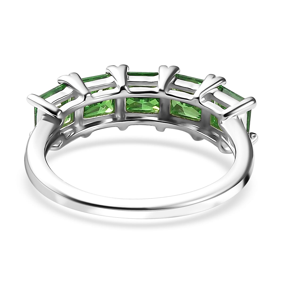 D'Joy Simulated Green Diamond 5 Stone Ring in Sterling Silver (Size 6.0) 2.65 ctw image number 4