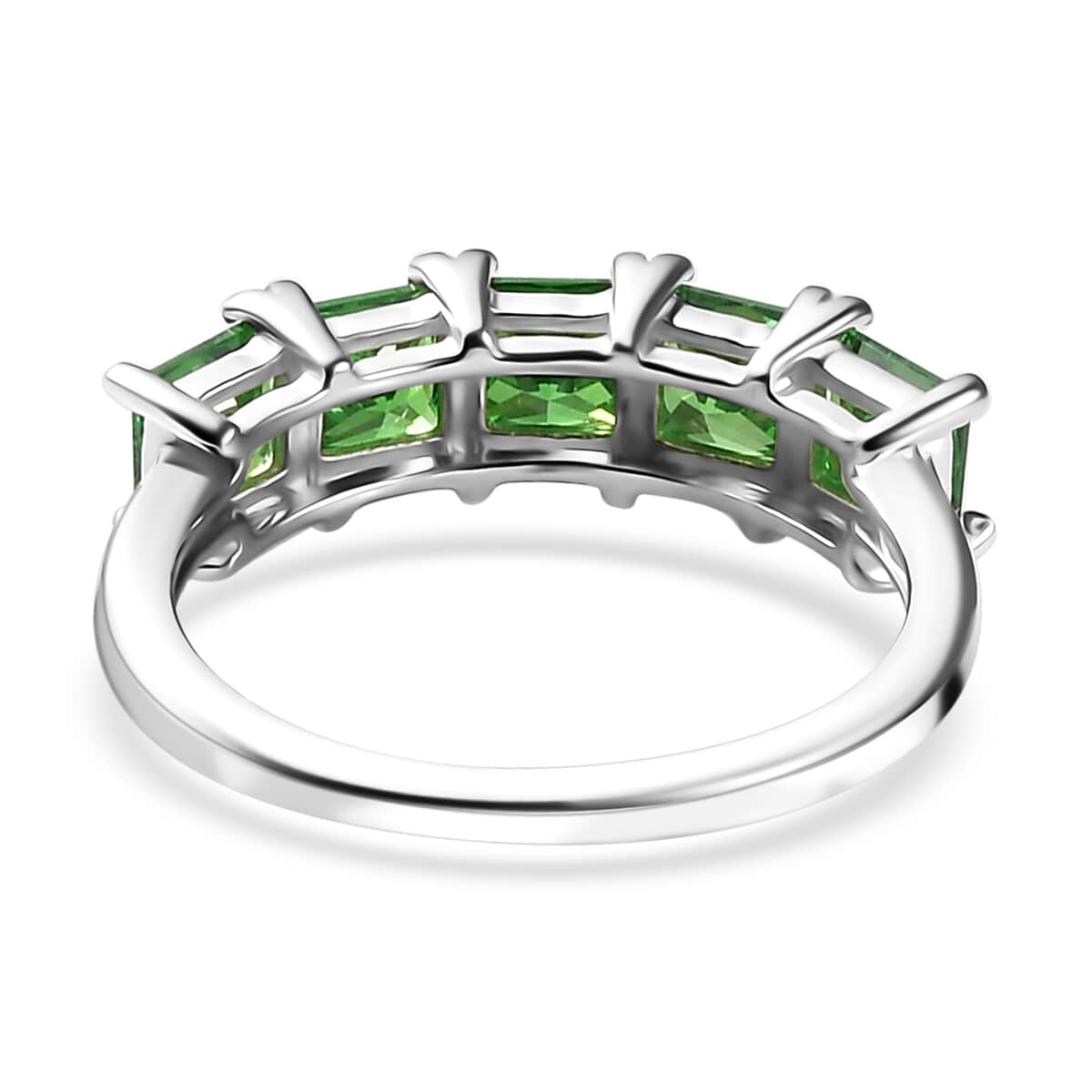 Simulated Green Diamond 5 Stone Ring in Sterling Silver (Size 8.0) 2.65 ctw image number 4