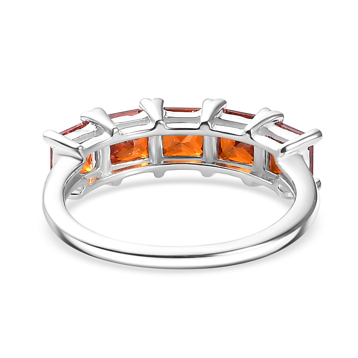 D'Joy Simulated Red Diamond 5 Stone Ring in Sterling Silver (Size 9.0) image number 4