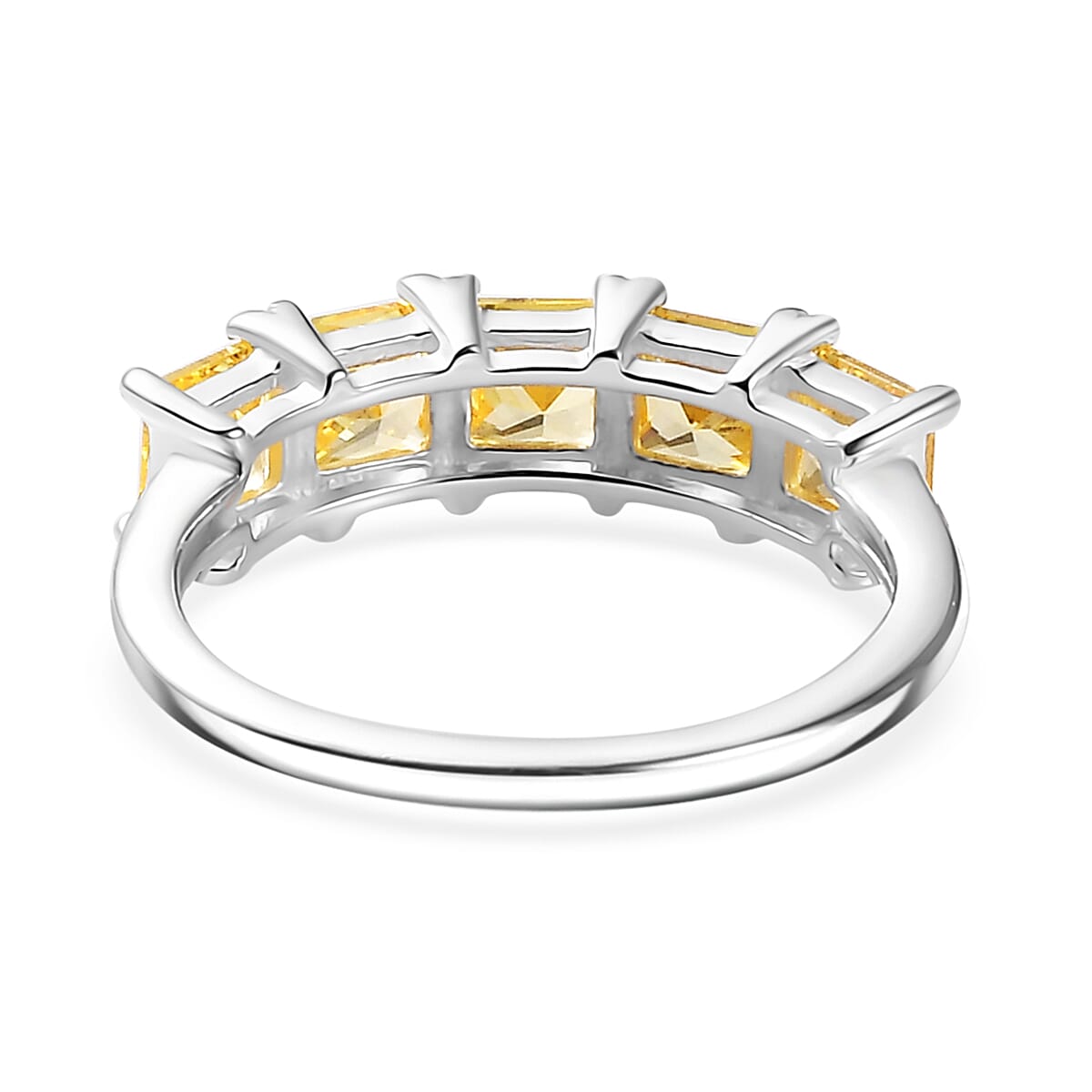 D'Joy Simulated Yellow Diamond 5 Stone Ring in Sterling Silver (Size 6.0) image number 4