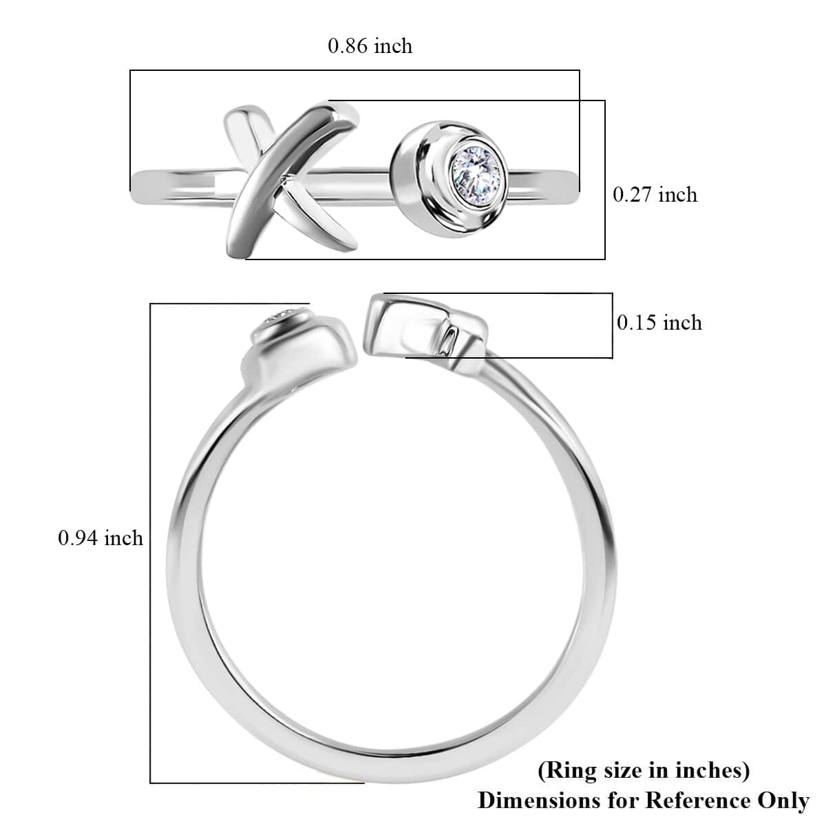 Simulated Diamond Bypass Ring in Sterling Silver (Size 10.0) 0.50 ctw image number 5