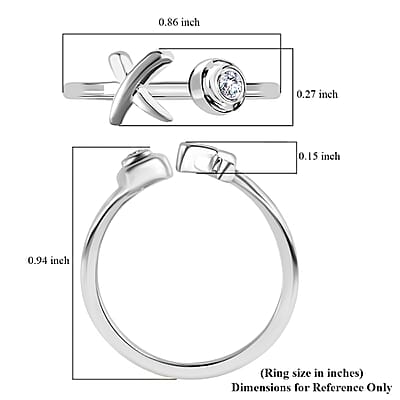 Simulated Diamond XO Ring in Sterling Silver (Size 10.0) 0.50 ctw