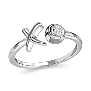 Simulated Diamond XO Ring in Sterling Silver (Size 6.0) 0.50 ctw