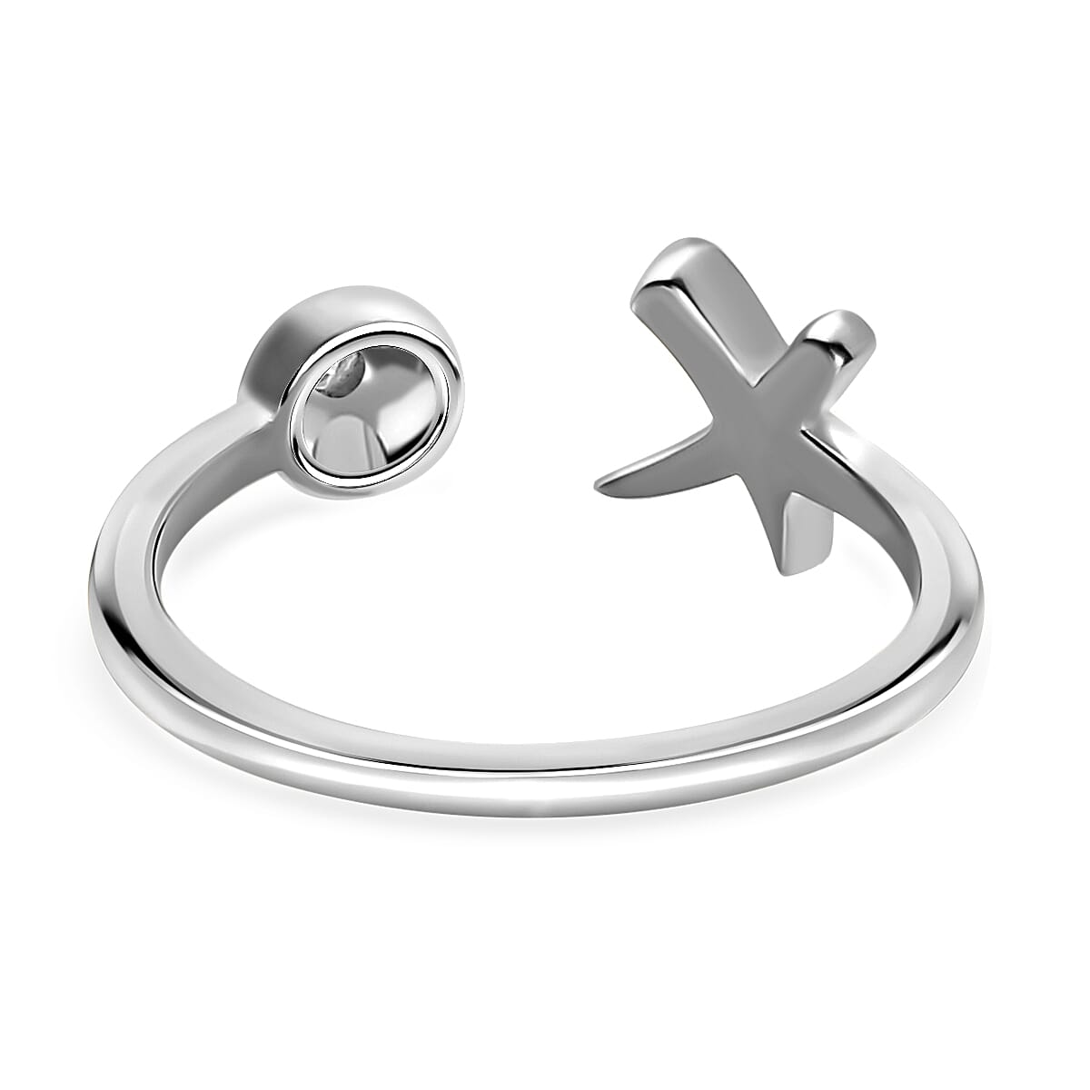 Simulated Diamond XO Ring in Sterling Silver (Size 6.0) 0.50 ctw image number 4
