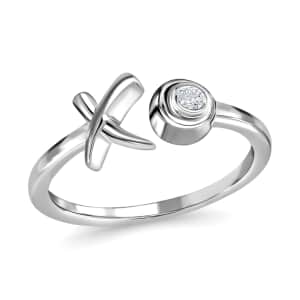 Simulated Diamond XO Ring in Sterling Silver (Size 7.0) 0.50 ctw