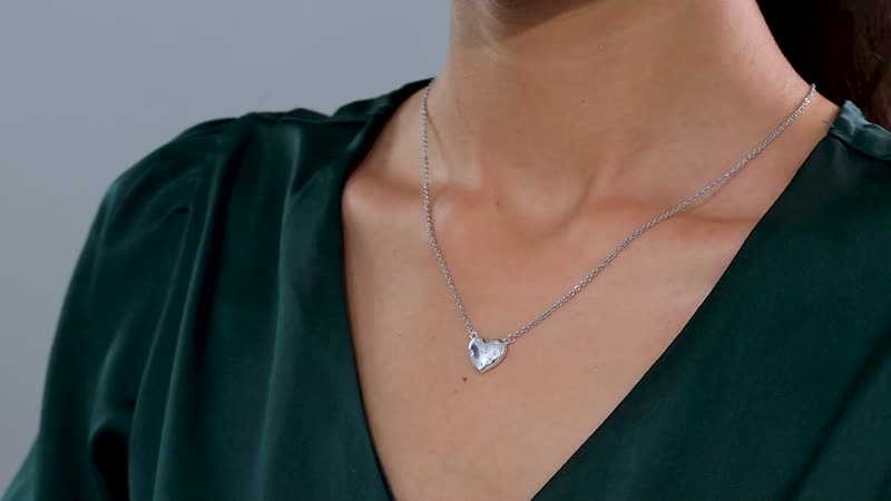 D'Joy Simulated Diamond Heart Necklace in Stainless Steel 18 Inches