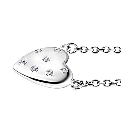 D'Joy Simulated Diamond Heart Necklace in Stainless Steel 18 Inches