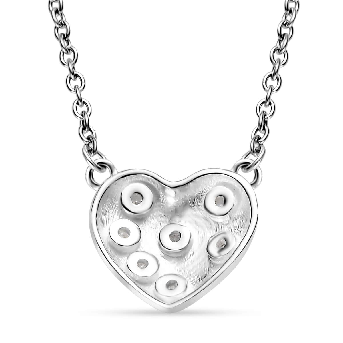 Simulated Diamond Heart Necklace in Stainless Steel 18 Inches image number 3