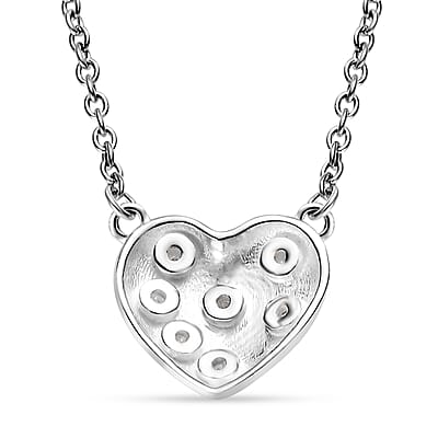 D'Joy Simulated Diamond Heart Necklace in Stainless Steel 18 Inches