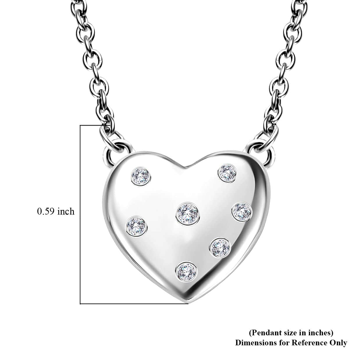 Simulated Diamond Heart Necklace in Stainless Steel 18 Inches image number 5