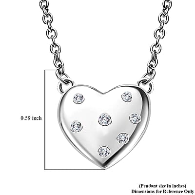 D'Joy Simulated Diamond Heart Necklace in Stainless Steel 18 Inches