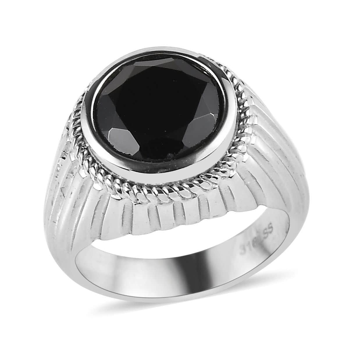 Thai Black Spinel Solitaire Ring in Stainless Steel (Size 10.0) 4.50 ctw image number 0