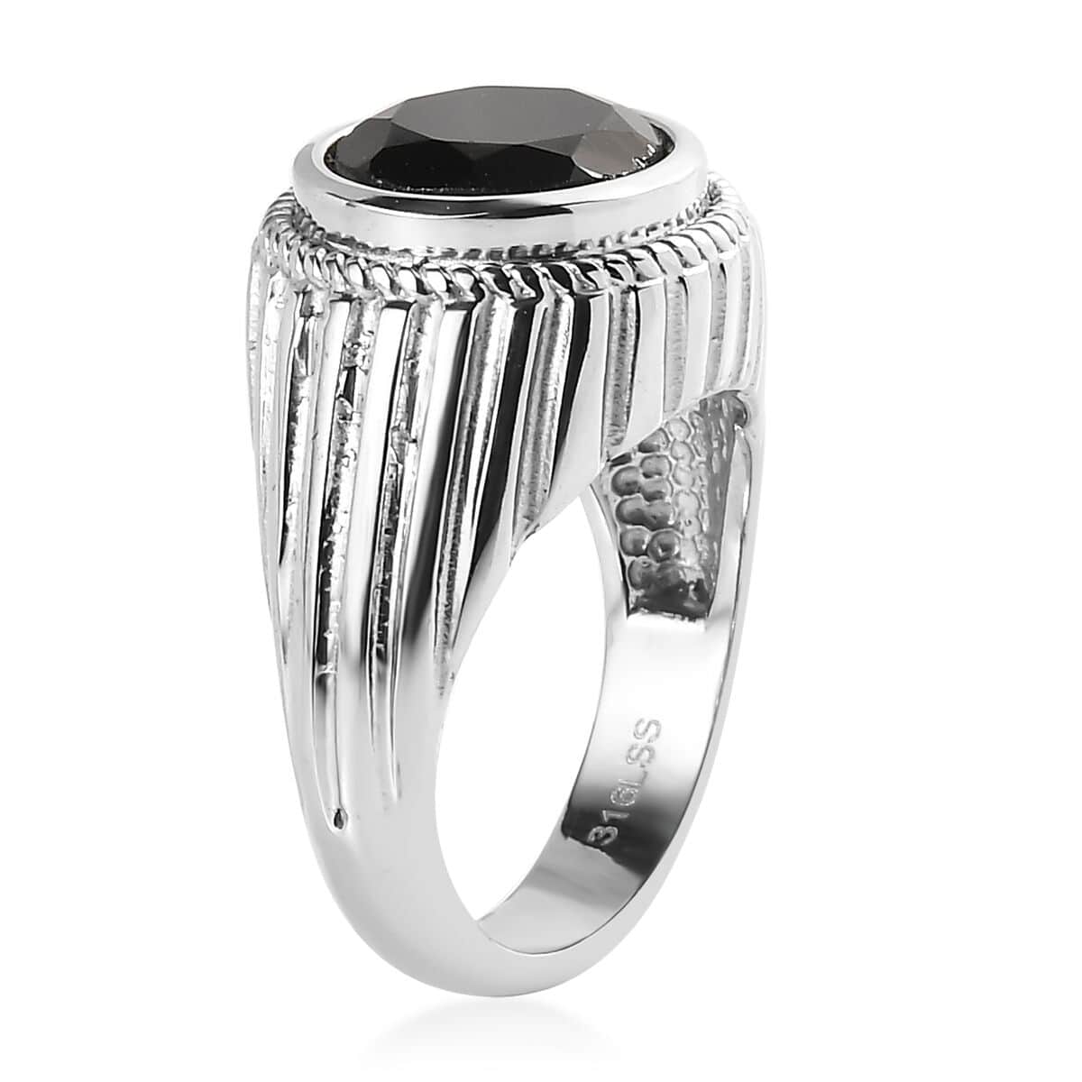 Thai Black Spinel Solitaire Ring in Stainless Steel (Size 10.0) 4.50 ctw image number 3