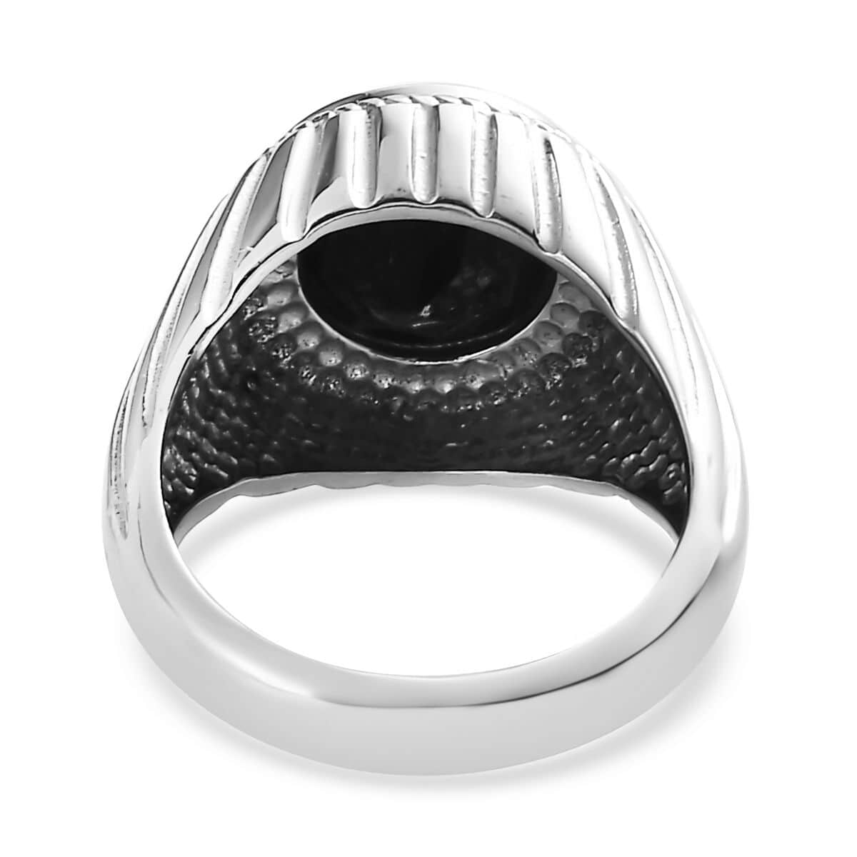 Thai Black Spinel Solitaire Ring in Stainless Steel (Size 10.0) 4.50 ctw image number 4