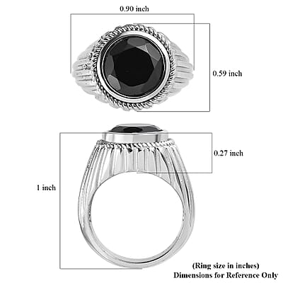 Thai Black Spinel Solitaire Ring in Stainless Steel (Size 10.0) 4.50 ctw