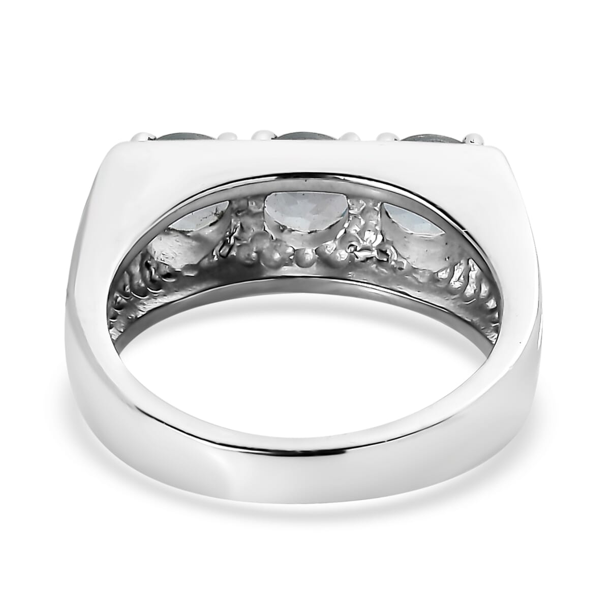 Sky Blue Topaz 2.90 ctw 3 Stone Men's Ring in Stainless Steel (Size 9.0)  image number 4