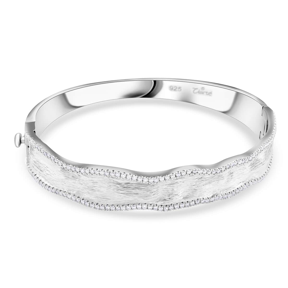 Clarte Sable Collection Moissanite Bangle Bracelet in Platinum Over Sterling Silver (7.25 In) 1.00 ctw image number 0