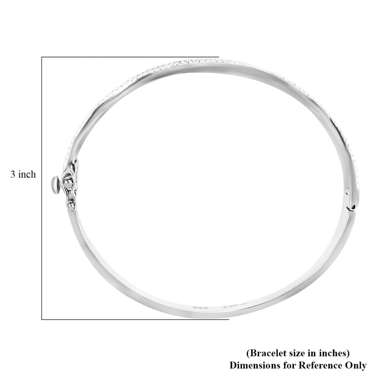 Clarte Sable Collection Moissanite Bangle Bracelet in Platinum Over Sterling Silver (7.25 In) 1.00 ctw image number 4