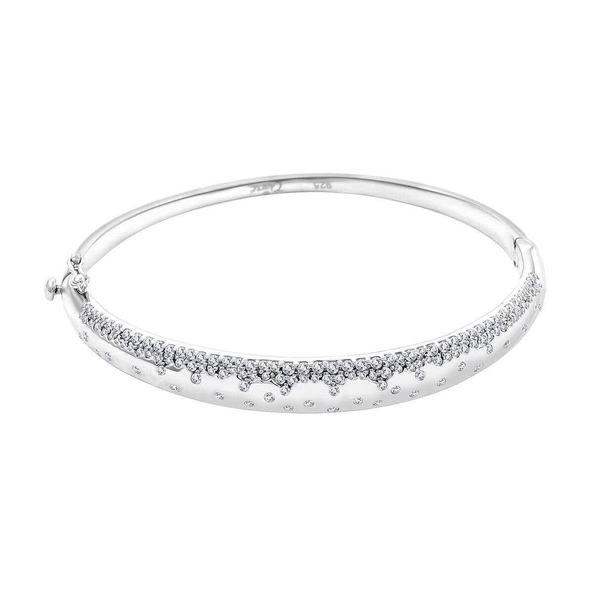 Clarte Sul Mare Collection Moissanite Bangle Bracelet in Platinum Over Sterling Silver (6.50 In) 1.20 ctw image number 0