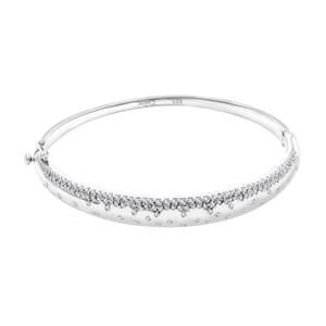 Clarte Sul Mare Collection Moissanite Bangle Bracelet in Platinum Over Sterling Silver (6.50 In) 1.20 ctw