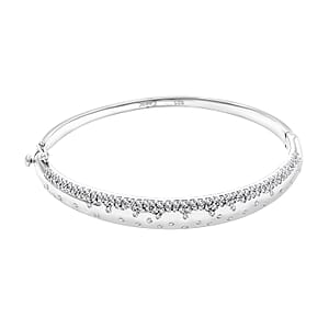 Clarte Sul Mare Collection Moissanite Bangle Bracelet in Platinum Over Sterling Silver (7.25 In) 1.20 ctw