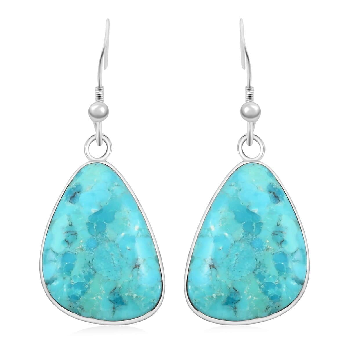 Blue Turquoise Earrings in Sterling Silver 30.00 ctw image number 0