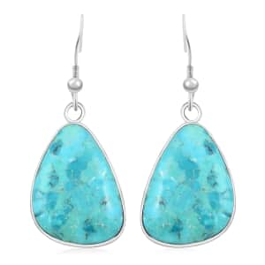 Blue Turquoise Earrings in Sterling Silver 30.00 ctw