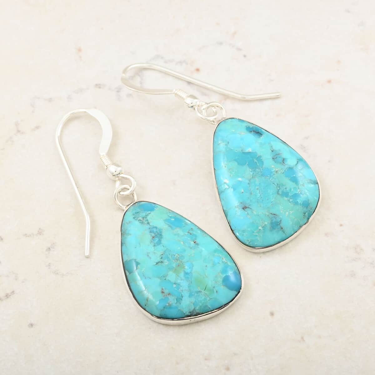 Blue Turquoise Earrings in Sterling Silver 30.00 ctw image number 1