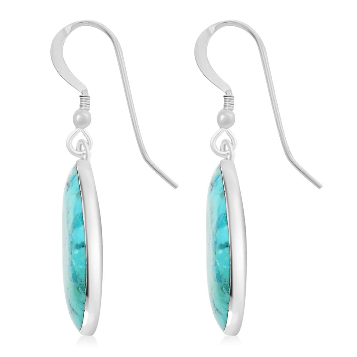 Blue Turquoise Earrings in Sterling Silver 30.00 ctw image number 3