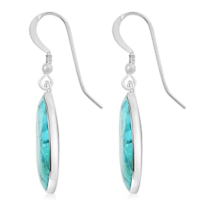 Blue Turquoise Earrings in Sterling Silver 30.00 ctw