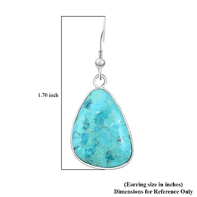 Blue Turquoise Earrings in Sterling Silver 30.00 ctw