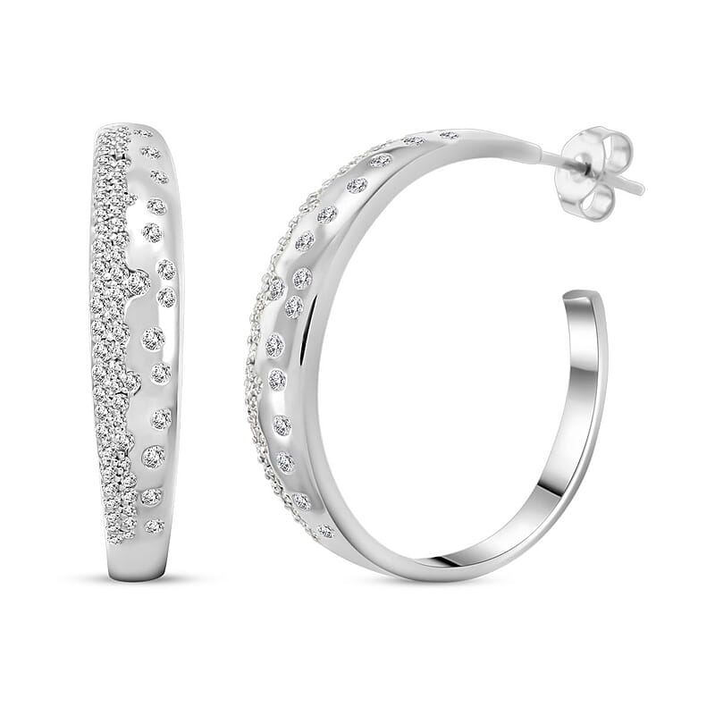 Clarte Sul Mare Collection Moissanite Earrings in Platinum Over Sterling Silver 1.20 ctw