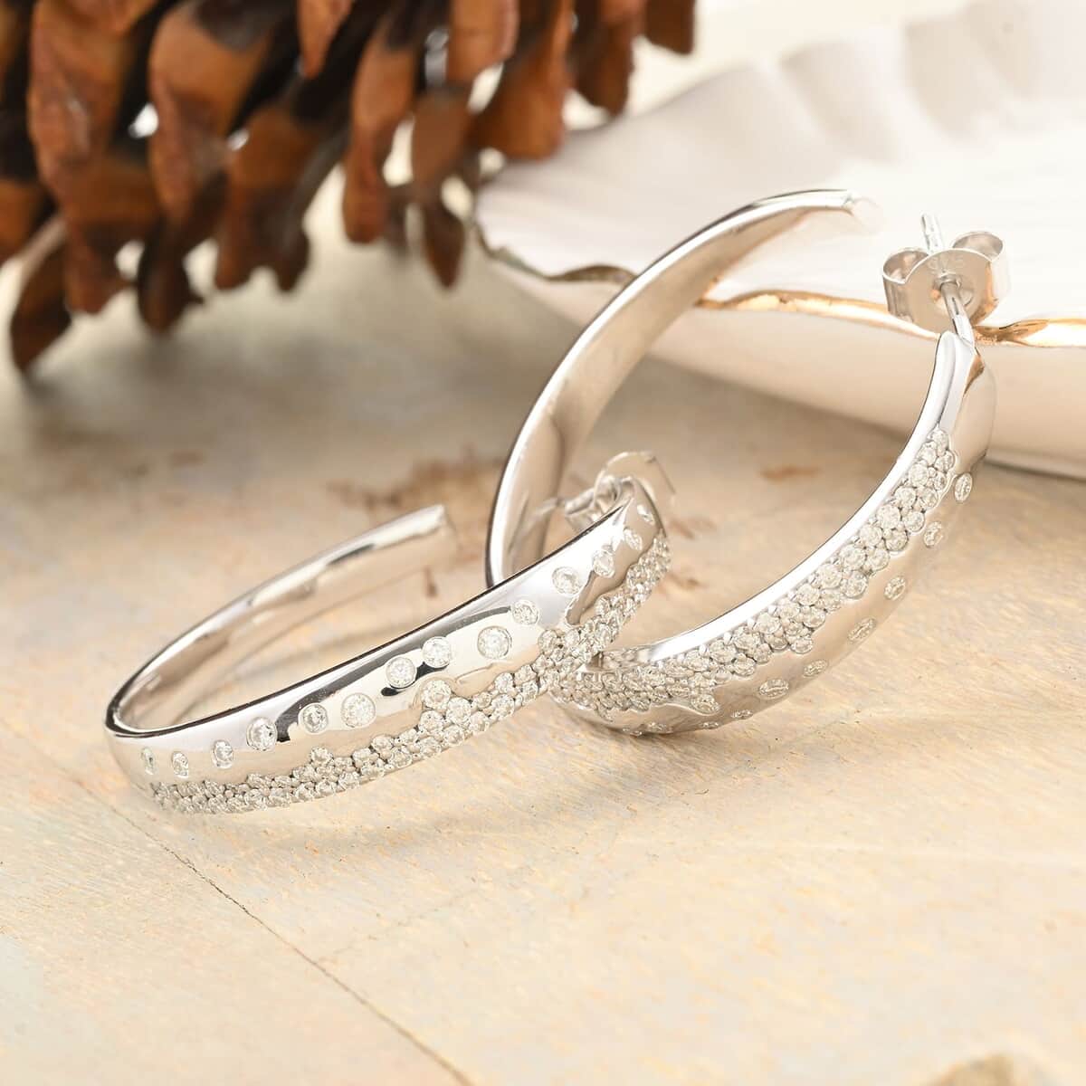 Clarte Sul Mare Collection Moissanite Earrings in Platinum Over Sterling Silver 1.20 ctw image number 1