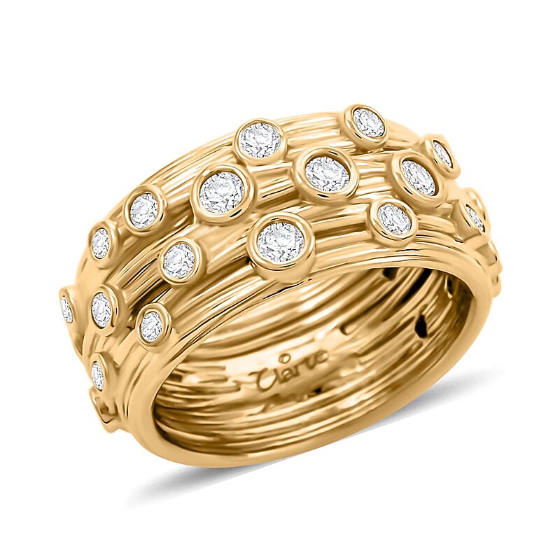 Clarte Sea Star Collection Moissanite Ring in Vermeil Yellow Gold Over Sterling Silver (Size 10.0) 0.60 ctw