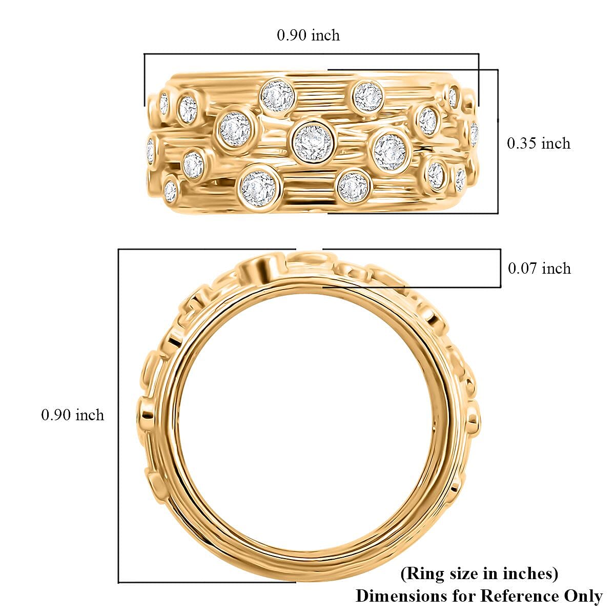 Clarte Sea Star Collection Moissanite Ring in Vermeil Yellow Gold Over Sterling Silver (Size 10.0) 0.60 ctw