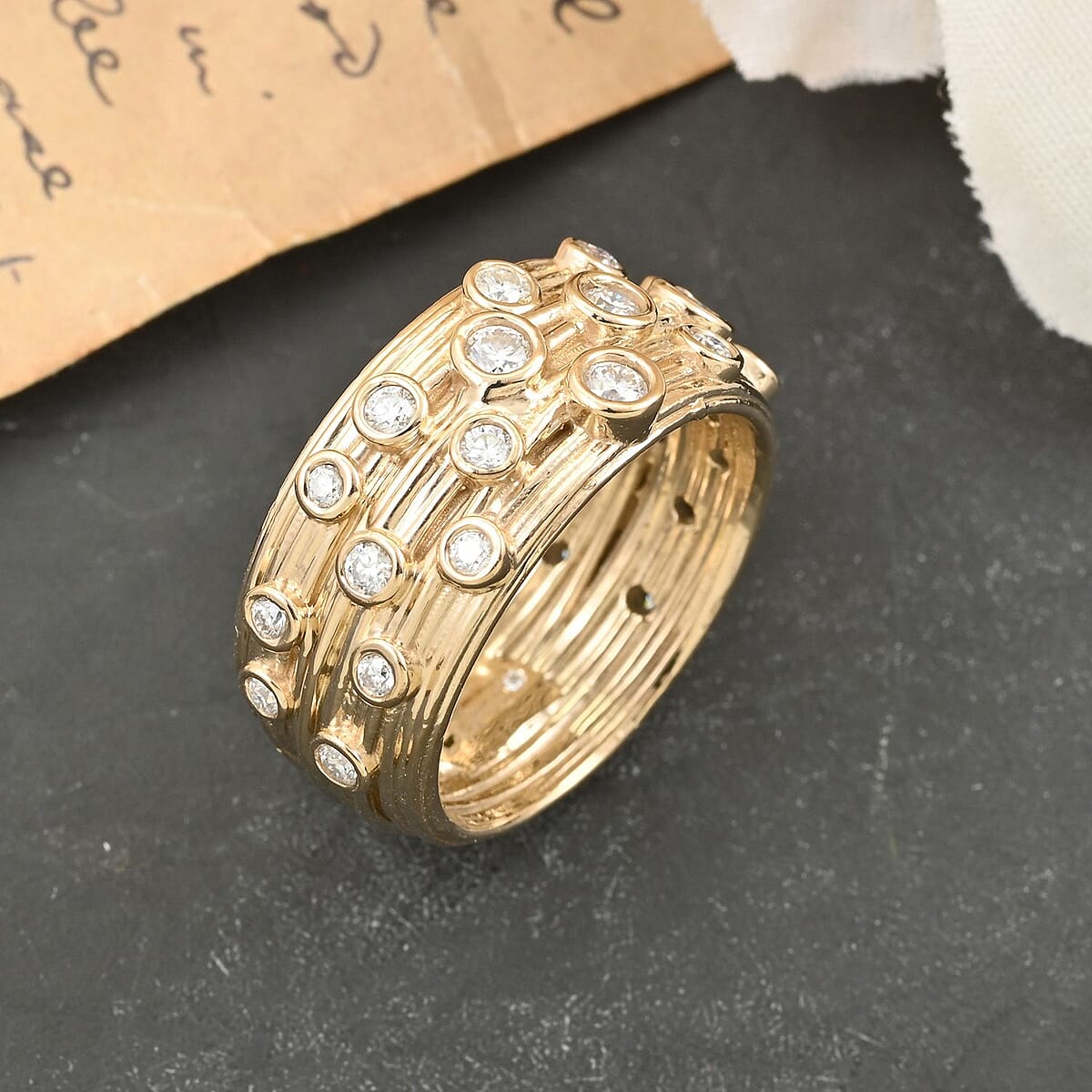 Clarte Sea Star Collection Moissanite Ring in Vermeil Yellow Gold Over Sterling Silver (Size 9.0) 0.60 ctw image number 1